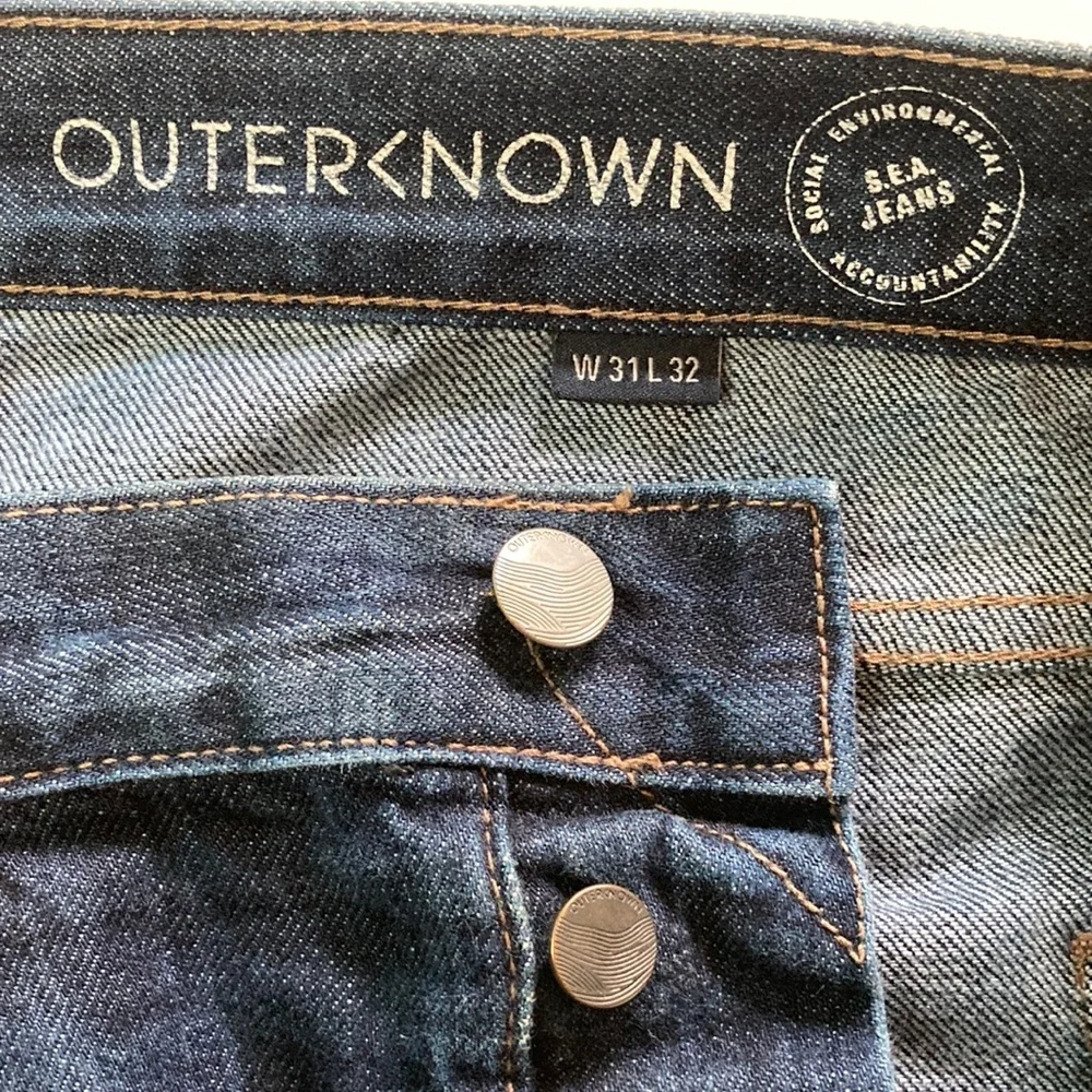 Outerknown Ambassador S.E.A Mens Jeans 31 X 32 Organic Cotton Slim Dark Denim
